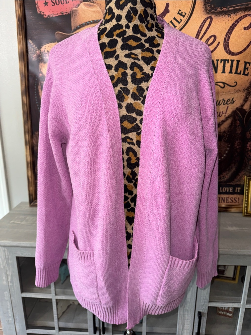 Zenana Women's Soft Open-Front Lt. Mulberry Cardigan - Sz Lg